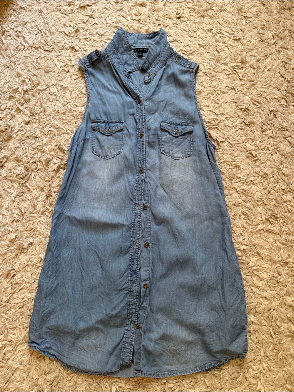 Sleeveless Chambray Shirt Dress